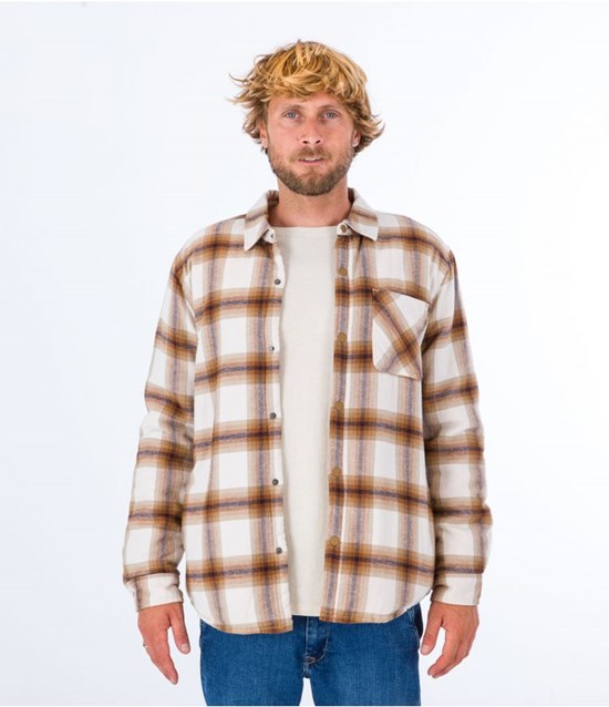 Hurley Shirt Flannel Portland Sherpa Fodrade Barely Bone | 19253GFJK