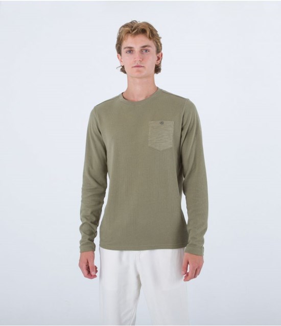 Hurley Sweatshirt Crew Neck Felton Thermal Crew Army | 94632XMRU