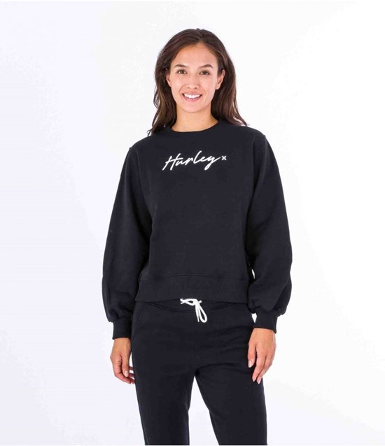 Hurley Sweatshirt Crew Neck Oceancare O&o Script Svarta | 70593PTGF