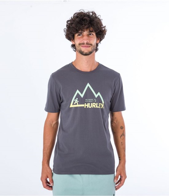 Hurley T-shirt Korta Sleeve Everyday Explore Mountain Man Grå | 41970QDCU