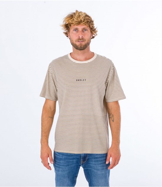 Hurley T-shirt Korta Sleeve H2o Dri Tonal Stripe Taupe Haze | 02586THFY