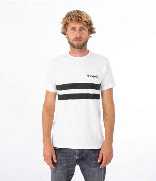 Hurley T-shirt Korta Sleeve Oceancare Block Party Marshmallow | 61735MZTF