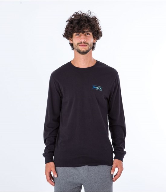 Hurley T-shirt Long Sleeve Everyday O&o Slashed Svarta | 41283ZJSV