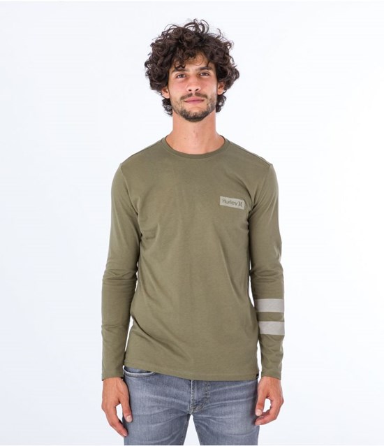 Hurley T-shirt Long Sleeve Oceancare Block Party Mörkgröna | 21653JRDN