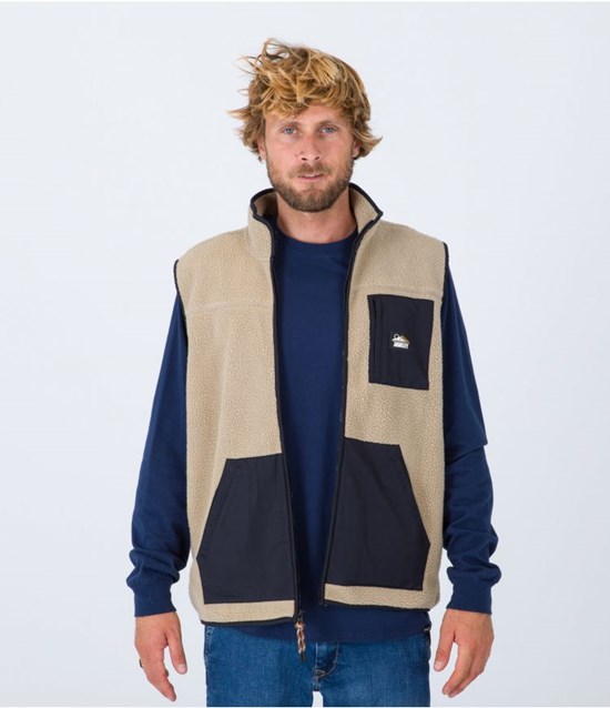 Hurley Vest Sherpa Midland Burrito Khaki | 63507XVFQ