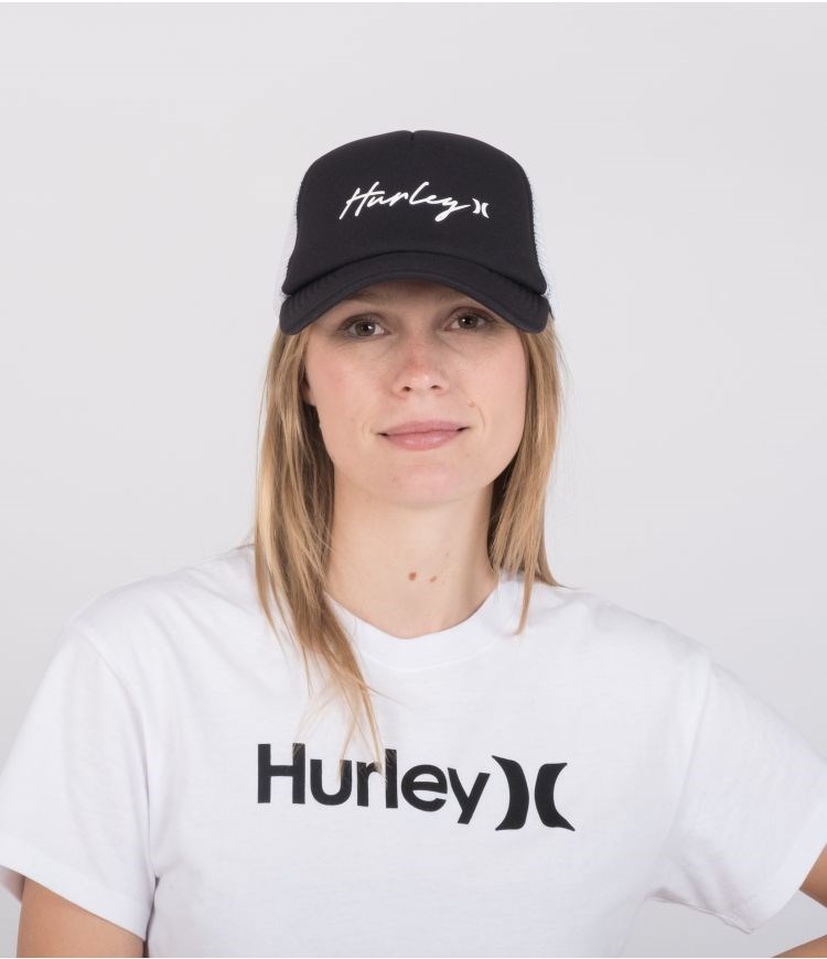 Hurley Cap Adjustable Trucker Icon Script Svarta Vita | 12758MHVD