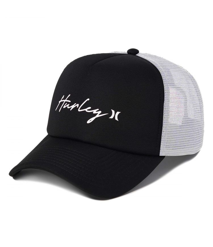 Hurley Cap Adjustable Trucker Icon Script Svarta Vita | 12758MHVD