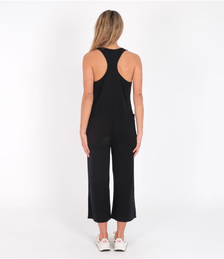 Hurley Jumpsuit Straps Cropped Caviar | 42859ZEMF