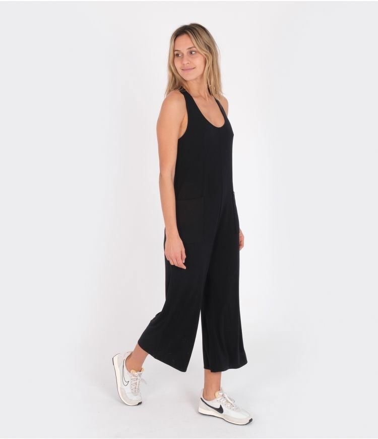 Hurley Jumpsuit Straps Cropped Caviar | 42859ZEMF