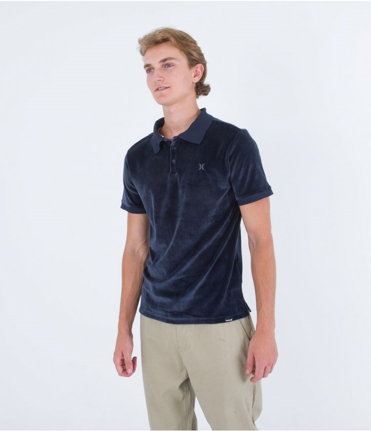 Hurley Polo Korta Sleeve Oceancare Velvet Polo Obsidian | 15390YEJZ