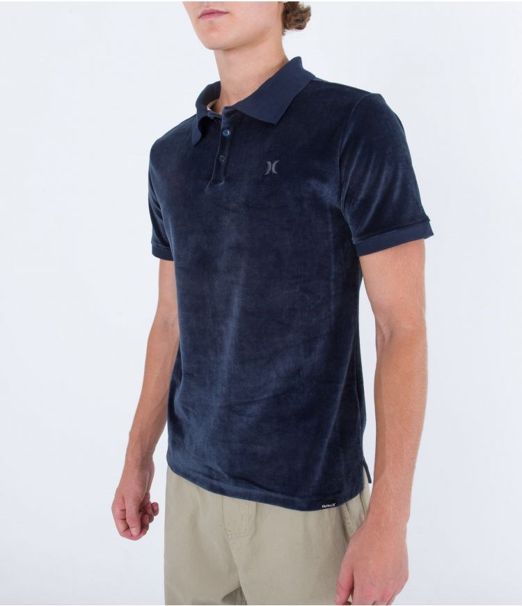 Hurley Polo Korta Sleeve Oceancare Velvet Polo Obsidian | 15390YEJZ