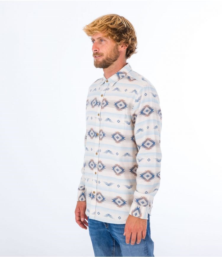 Hurley Shirt Flannel Portland Organic Barely Bone | 51073RFYW