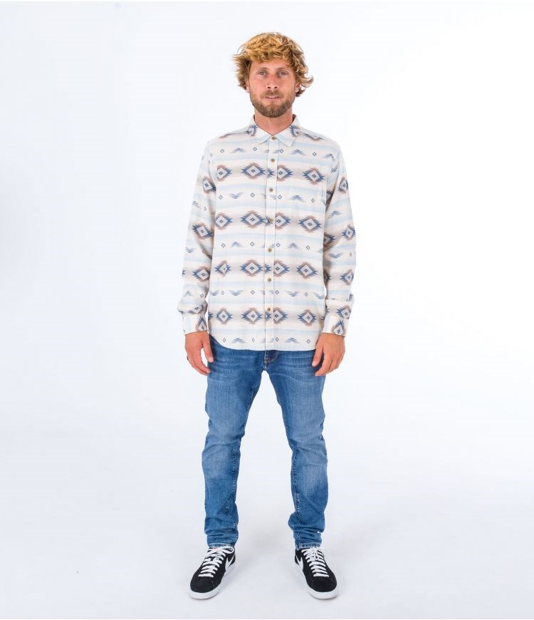 Hurley Shirt Flannel Portland Organic Barely Bone | 51073RFYW