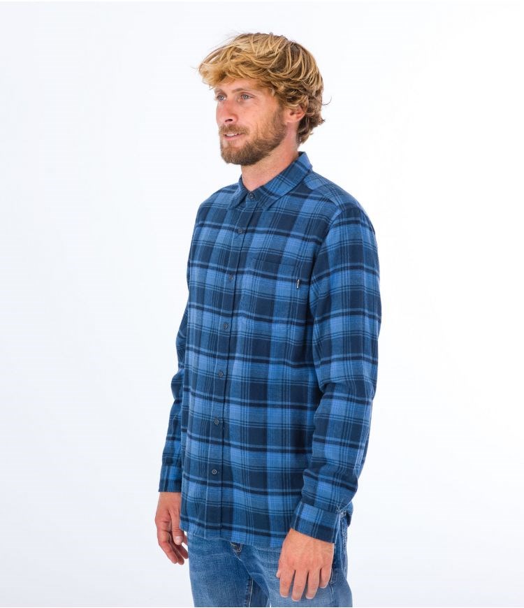 Hurley Shirt Flannel Portland Organic Marinblå | 67340CBYR