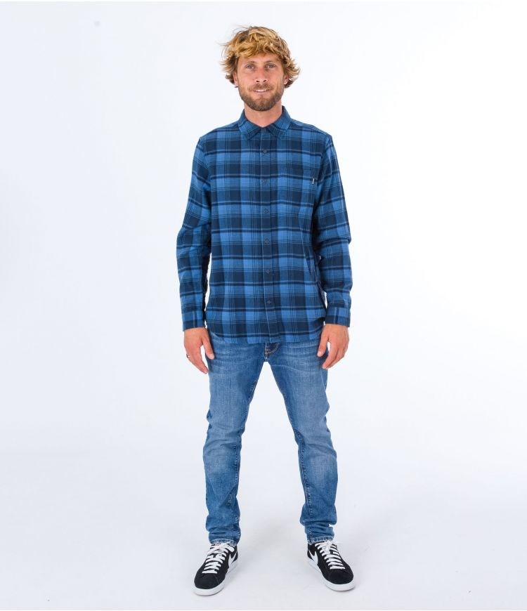 Hurley Shirt Flannel Portland Organic Marinblå | 67340CBYR