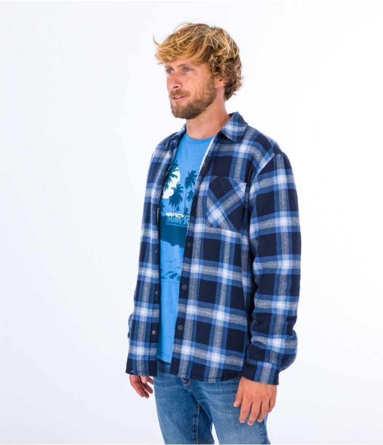 Hurley Shirt Flannel Portland Sherpa Fodrade Marinblå | 73416UBAY