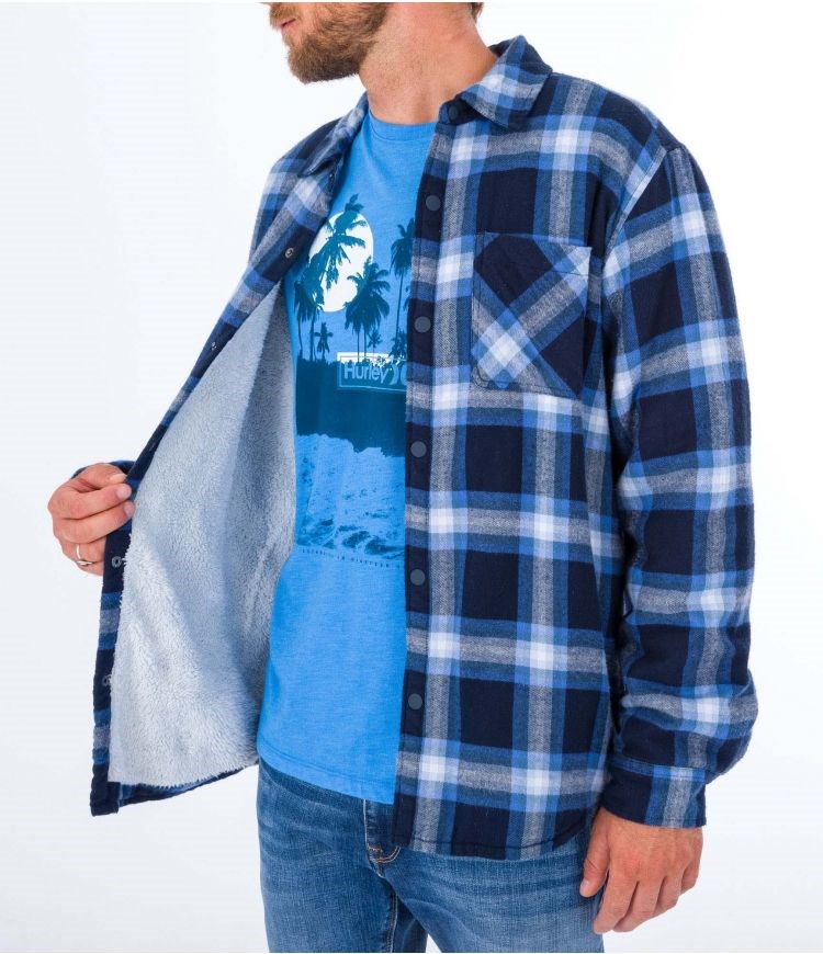 Hurley Shirt Flannel Portland Sherpa Fodrade Marinblå | 73416UBAY