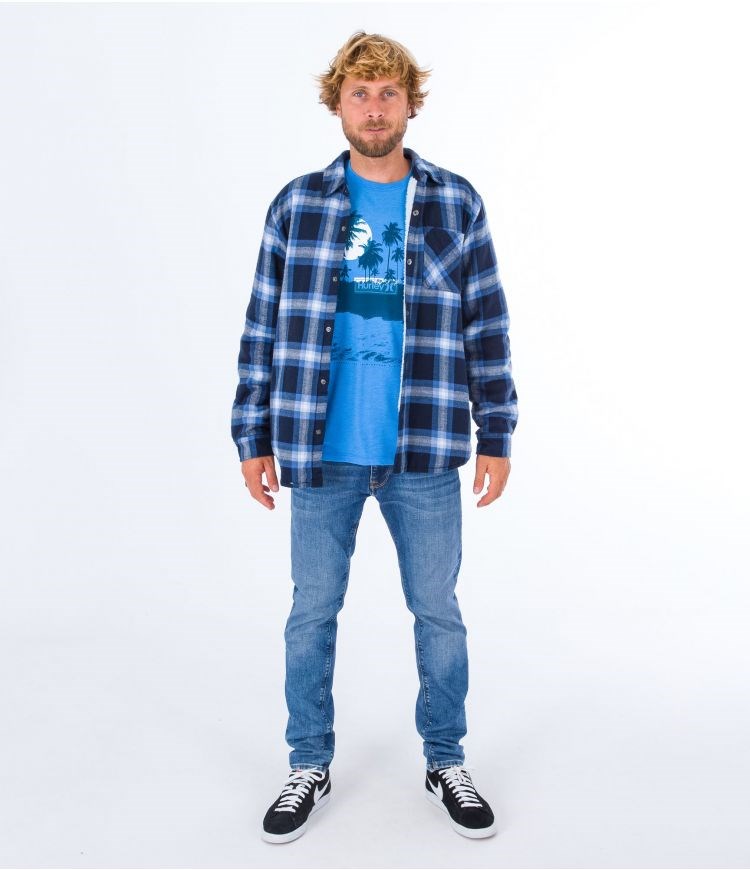 Hurley Shirt Flannel Portland Sherpa Fodrade Marinblå | 73416UBAY