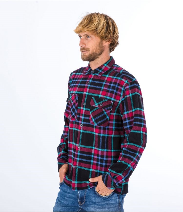 Hurley Shirt Flannel Santa Cruz Shoreline Svarta | 43096AVNZ