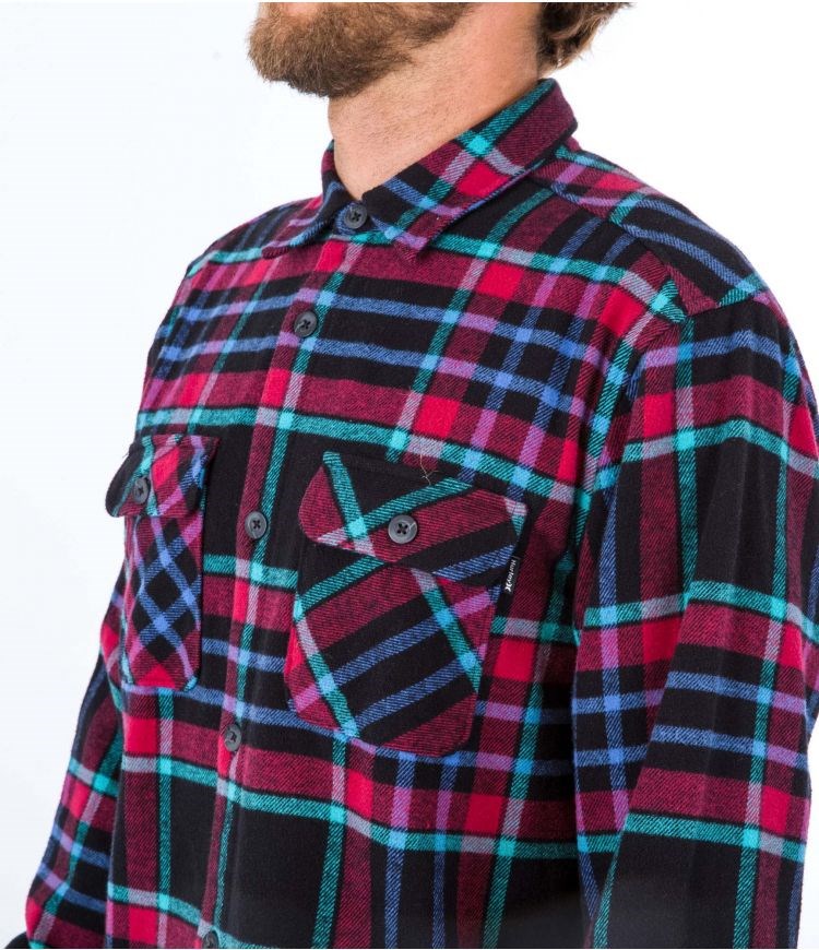 Hurley Shirt Flannel Santa Cruz Shoreline Svarta | 43096AVNZ