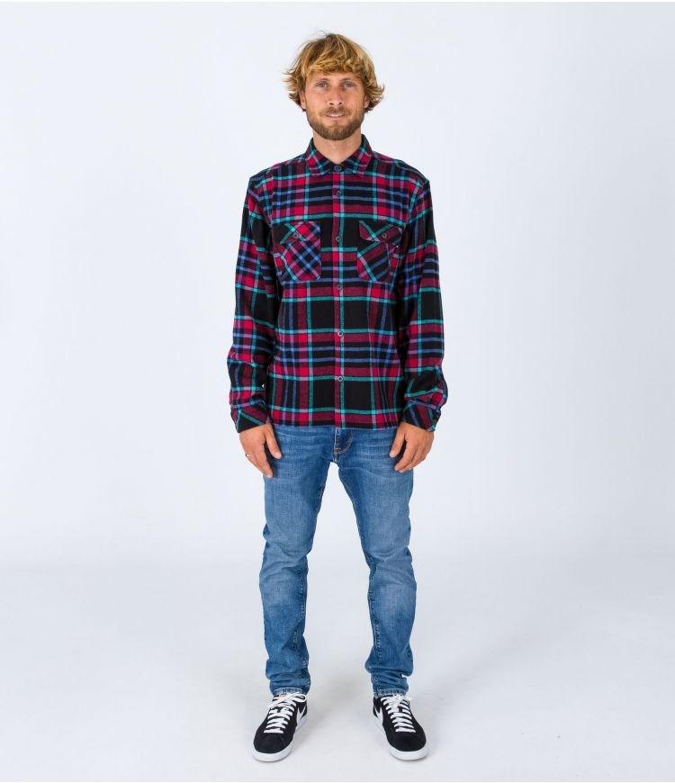 Hurley Shirt Flannel Santa Cruz Shoreline Svarta | 43096AVNZ