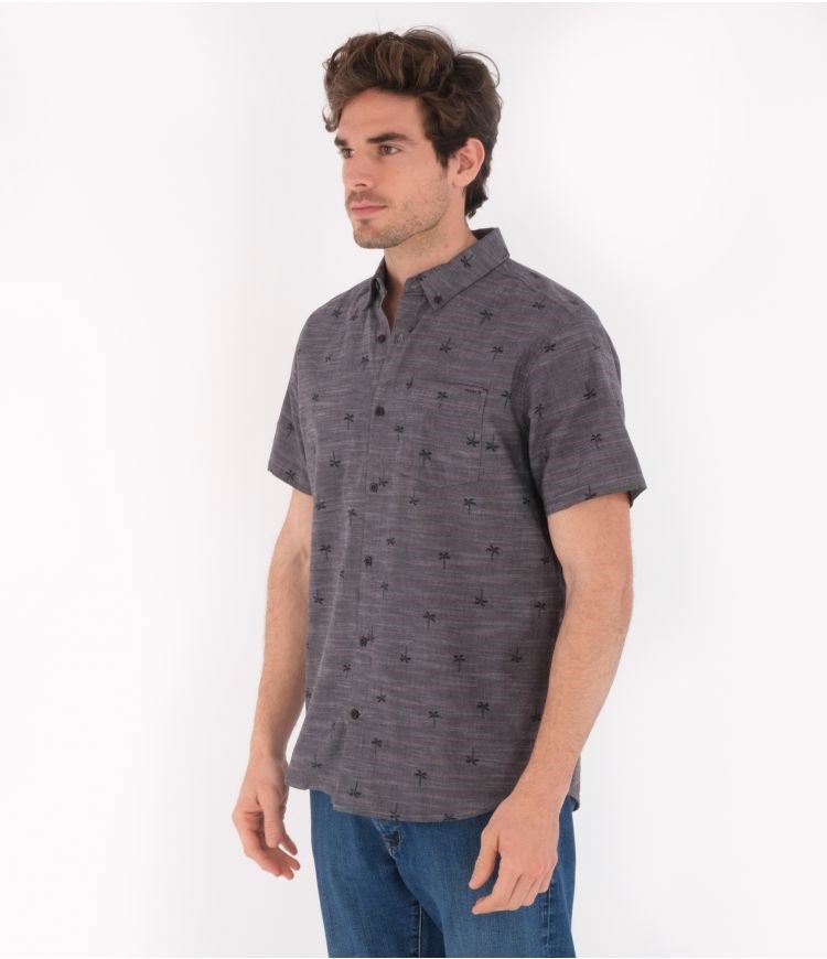 Hurley Shirt Korta Sleeve Organic O&o Stretch Print Svarta | 01625NWAO