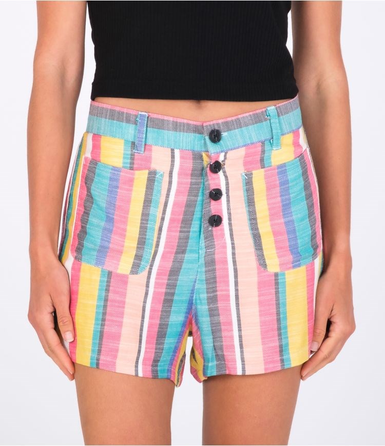 Hurley Shorts High Waisted Button Front Randig | 82709HQIW