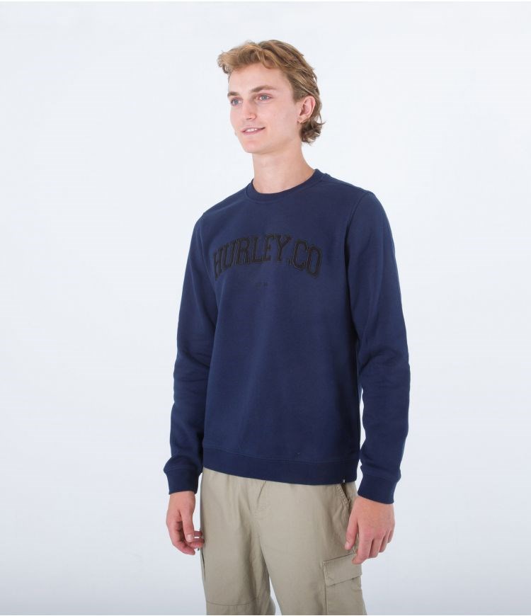 Hurley Sweatshirt Crew Neck Applique Obsidian | 40521OXUI