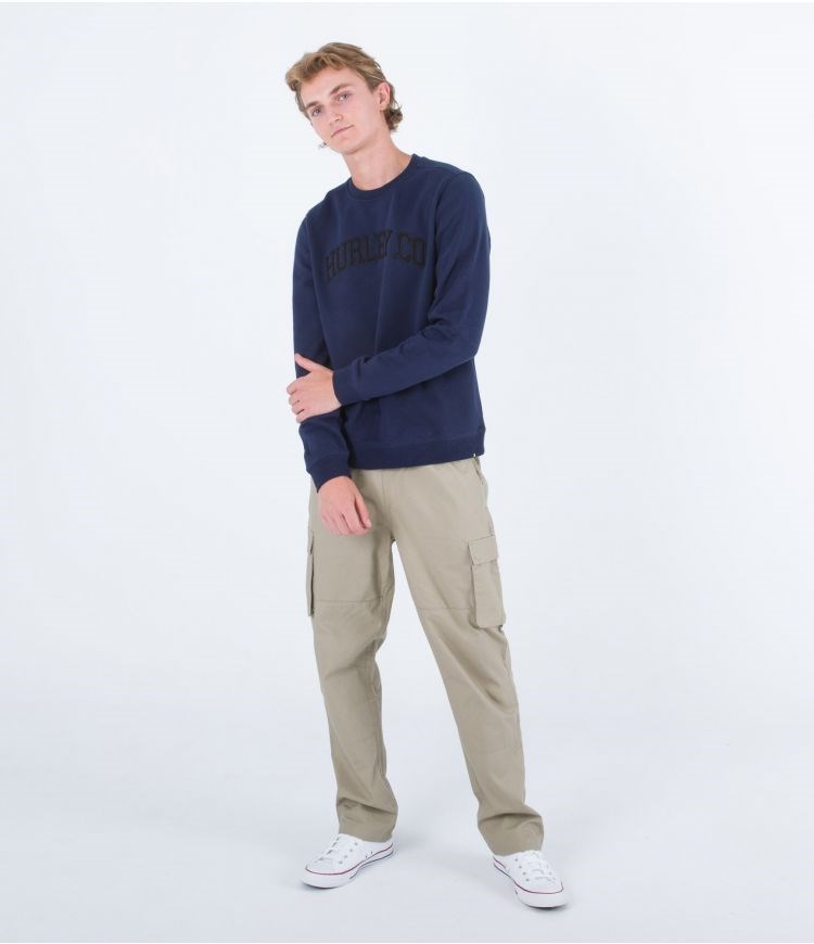 Hurley Sweatshirt Crew Neck Applique Obsidian | 40521OXUI