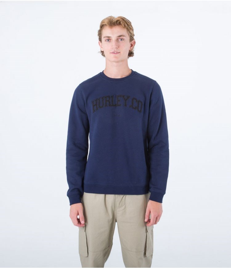 Hurley Sweatshirt Crew Neck Applique Obsidian | 40521OXUI