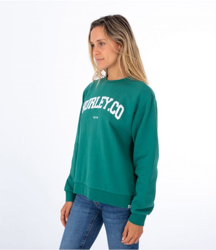 Hurley Sweatshirt Crew Neck Authentic Gröna | 65390DWZJ