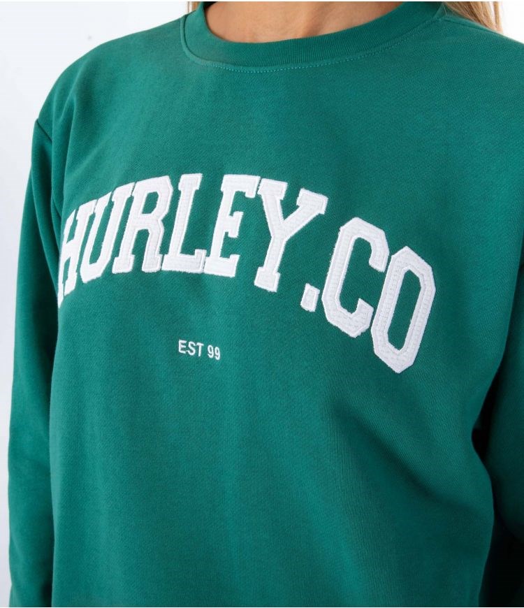 Hurley Sweatshirt Crew Neck Authentic Gröna | 65390DWZJ