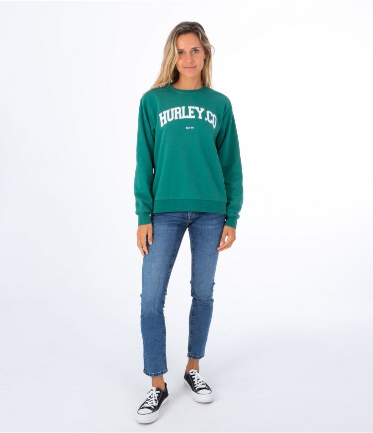 Hurley Sweatshirt Crew Neck Authentic Gröna | 65390DWZJ