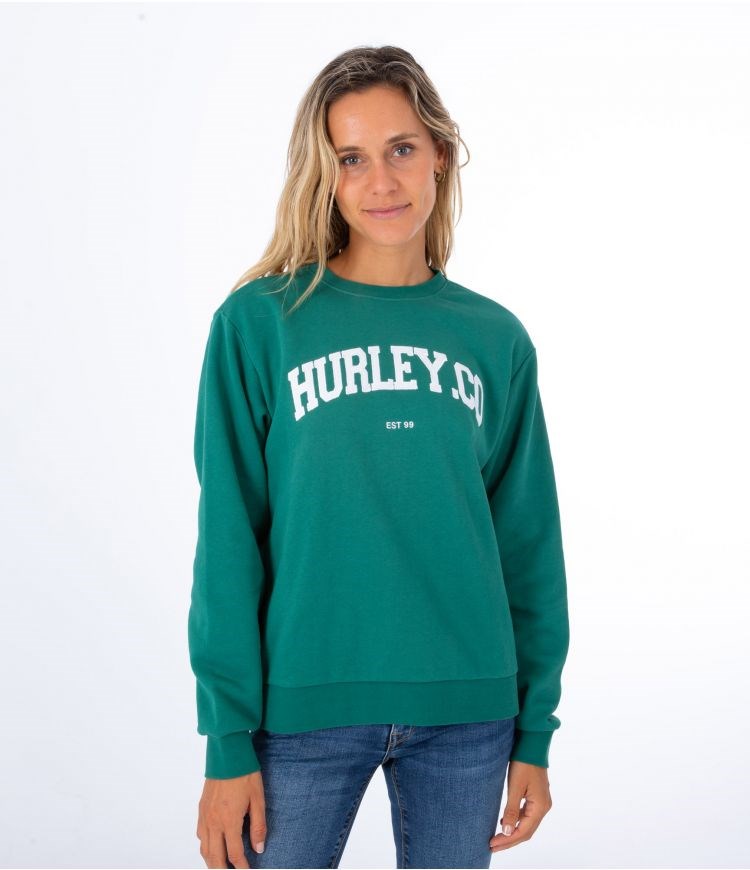 Hurley Sweatshirt Crew Neck Authentic Gröna | 65390DWZJ