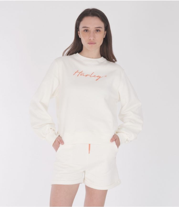 Hurley Sweatshirt Crew Neck Oceancare O&o Script Marshmallow | 36270NDWA