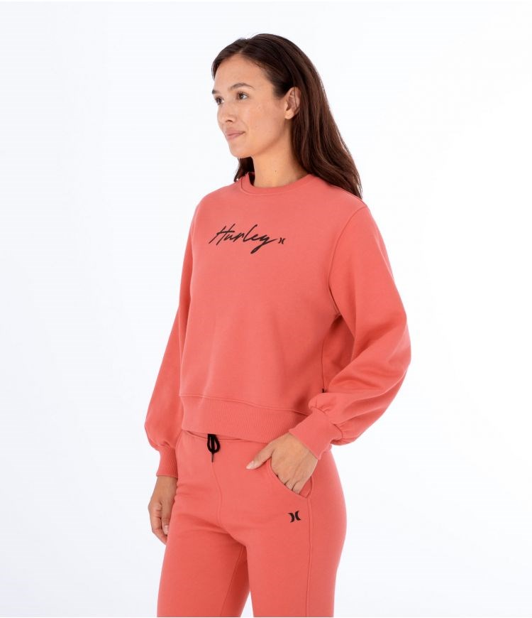 Hurley Sweatshirt Crew Neck Oceancare O&o Script Röda | 70164GEUV