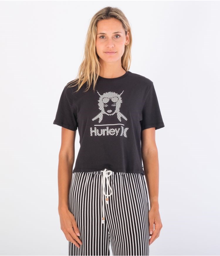 Hurley T-shirt Korta Sleeve Bgs Cropped Crew Caviar | 23465FUGX