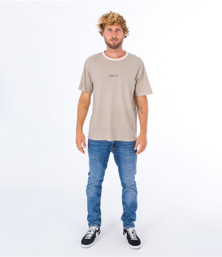 Hurley T-shirt Korta Sleeve H2o Dri Tonal Stripe Taupe Haze | 02586THFY