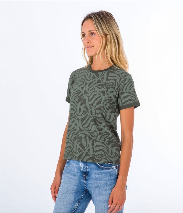 Hurley T-shirt Korta Sleeve Ocencare Full Print Olivgröna | 04359WSXK