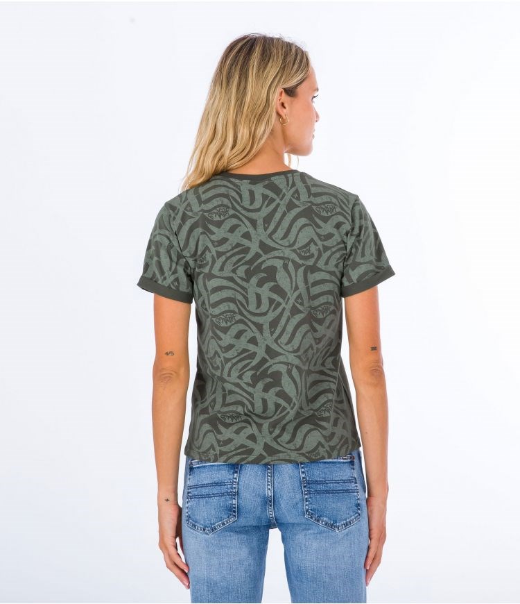 Hurley T-shirt Korta Sleeve Ocencare Full Print Olivgröna | 04359WSXK