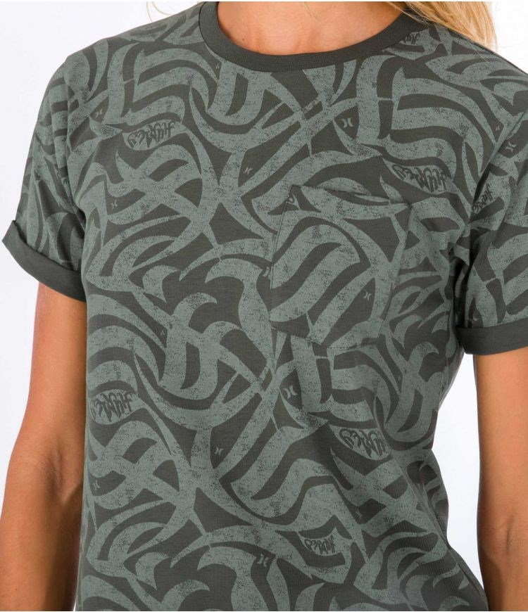 Hurley T-shirt Korta Sleeve Ocencare Full Print Olivgröna | 04359WSXK