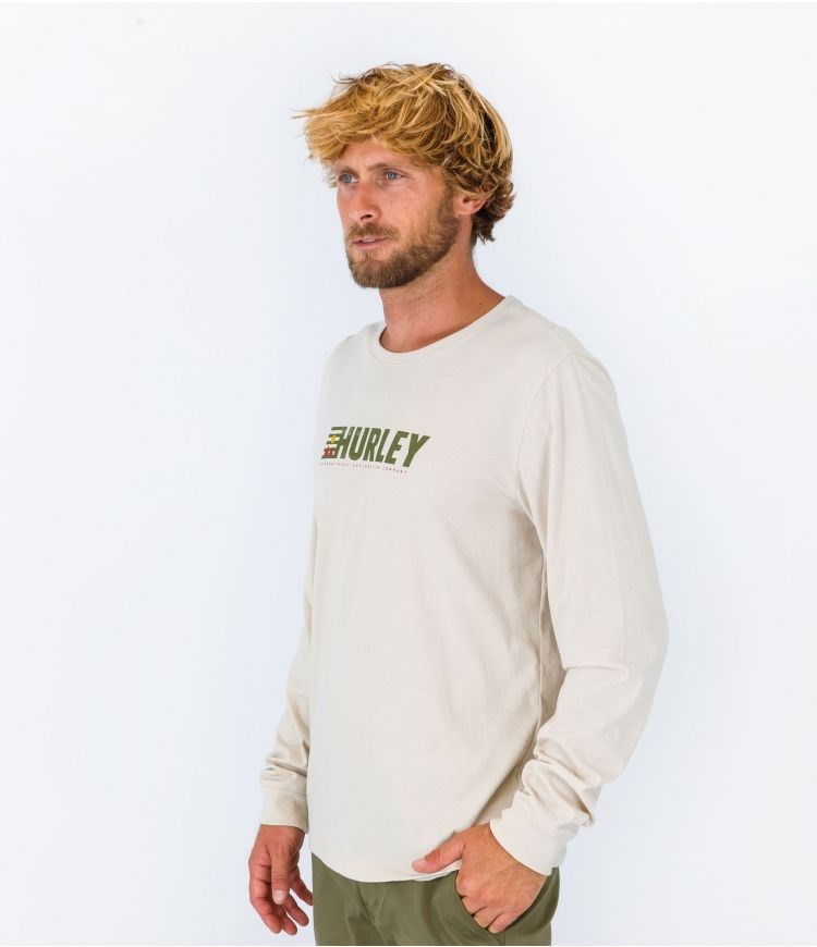 Hurley T-shirt Long Sleeve Everyday Explore Expolation Bone | 81564TWUN