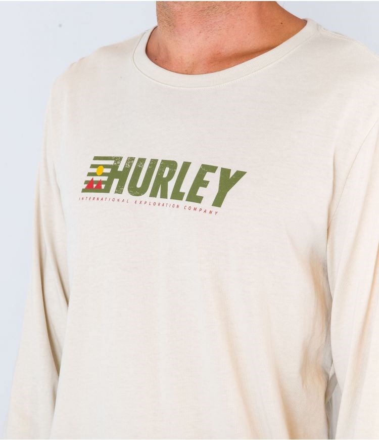 Hurley T-shirt Long Sleeve Everyday Explore Expolation Bone | 81564TWUN