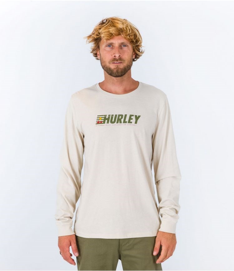 Hurley T-shirt Long Sleeve Everyday Explore Expolation Bone | 81564TWUN