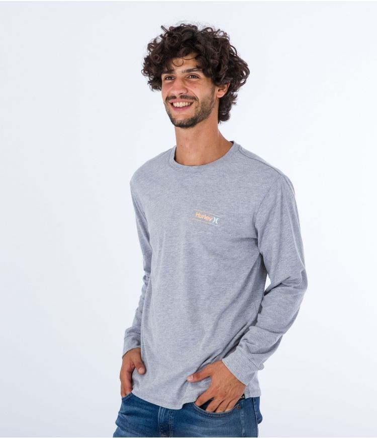 Hurley T-shirt Long Sleeve Everyday O&o Slashed Grå | 31702RNUH