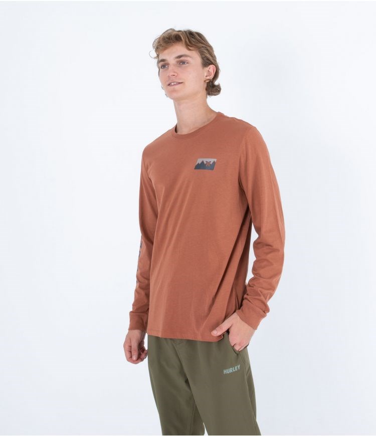 Hurley T-shirt Long Sleeve Everyday Range Zion Rust | 23107XFZQ