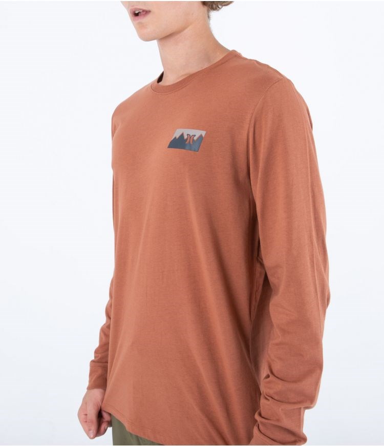 Hurley T-shirt Long Sleeve Everyday Range Zion Rust | 23107XFZQ