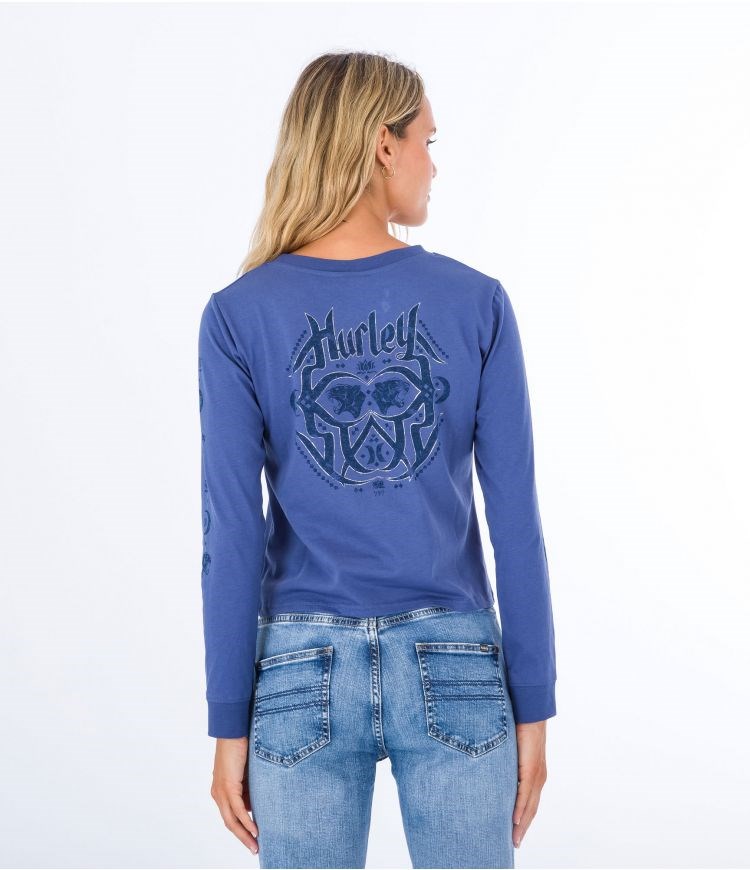 Hurley T-shirt Long Sleeve Oceancare Mona Indigo | 54129UGDY