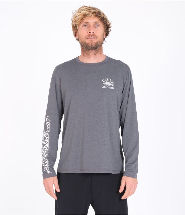 Hurley T-shirt Lycra Long Sleeve Bay Bass Hybrid Upf Svarta | 20734YBQA