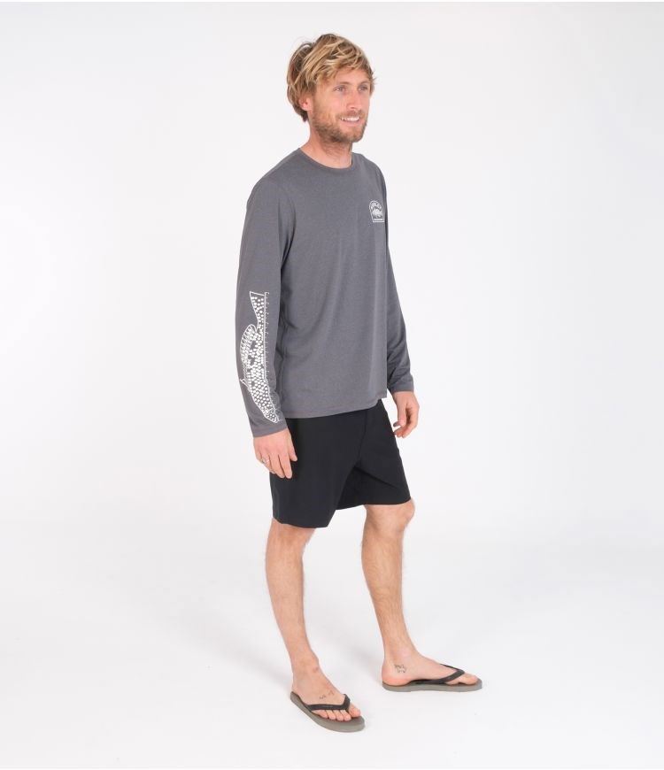 Hurley T-shirt Lycra Long Sleeve Bay Bass Hybrid Upf Svarta | 20734YBQA